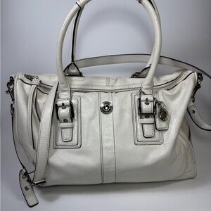 Coach Nancy Convertable Clutch White Leather Satchel Handbag crossbody Z19602